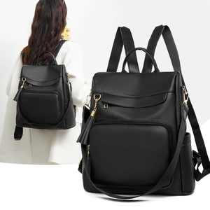 Grosir Pabrik ransel kulit PU kepadatan tinggi tahan air anti-maling ransel kapasitas besar untuk wanita tas mahasiswa - Product Image 1