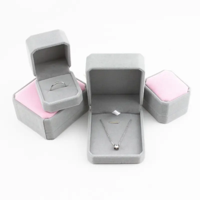 Benutzer definierte Armband Schmuck Geschenk boxen Großhandel Kleine Rosa Samt Ehering Halskette Schmucks cha tulle für die Verpackung