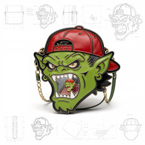 Sac à bandoulière Edgy Goblin Ita Bag Monstre 3D avec casquette de baseball, pochette transparente, style punk streetwear - Product Image 2