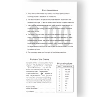 Carte à gratter personnalisée DIY pour loterie, impression numérique, grand prix, design gratuit, avec carton/carton double face, estampage à chaud