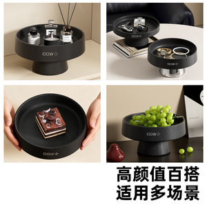 Ggw Fruit Platter Black <b>Plastic</b> Elevated Coffee <b>Table</b> Dessert Tray Easy To Clean - Product Image 4