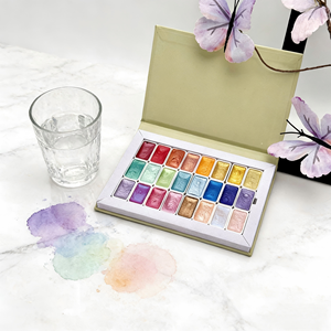 Kit de 24 couleurs de peinture solide <span class=keywords><strong>aquarelle</strong></span> nacrée 2,6 ml, pigments métalliques scintillants pour la peinture à l'<span class=keywords><strong>aquarelle</strong></span> et les fournitures d'artisanat en gros - Product Image 6