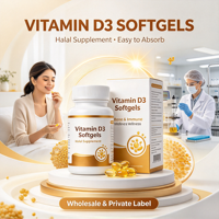 Capsules de vitamine D3 K2 en gélules molles certifiées Halal, complément alimentaire pour adultes, formule naturelle sans sucre pour le soutien osseux