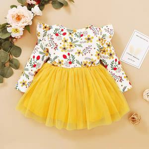 Vêtements pour enfants transfrontaliers, nouvelle robe décontractée à manches volantées imprimées pour le printemps, style européen et américain - Product Image 2