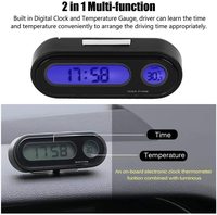 Termometer Voltmeter, jam Digital LED Interior mobil 2 in 1
