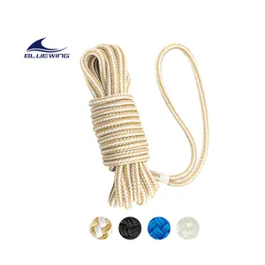 BLUEWING 12" Loop 25ft Boat Rope 5/8" 16mm Marine Docking Lines Boat Mooring Line Double Braided Nylon Dock Lines