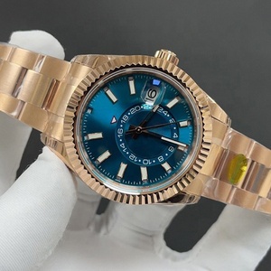 Montre <span class=keywords><strong>de</strong></span> luxe pour homme, 42 mm, ton or rose, cadran bleu, double fuseau horaire, date, mouvement automatique, acier inoxydable, montre <span class=keywords><strong>de</strong></span> cérémonie pour affaires - Product Image 3