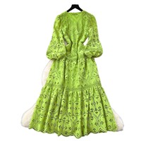 Haut de gamme mode robe femmes nouvelle taille française minceur découpe crochet dentelle jupe à volants