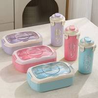 Vente en gros d'usine, boîte à lunch portable pour enfants et étudiants, sans BPA, écologique, en plastique, ensemble de bouteilles, compartiments réutilisables, boîte bento