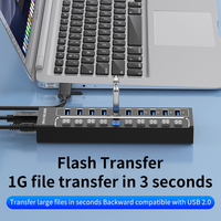 En stock 10-en-1 USB 3.0 HUB Station d'accueil Type C Hub avec commutateur ordinateur données multi-port séparateur indépendant pour ordinateur portable
