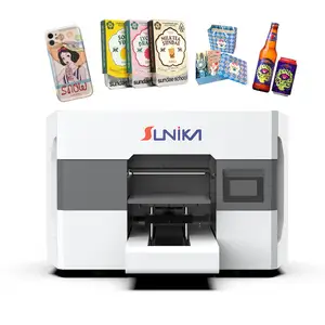 Sunika, venta al por mayor, tela de impresión multicolor industrial, impresora de etiquetas de cristal UV digital A3 con cabezal de impresión Epson XP600