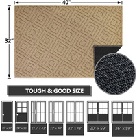 Tapis de porte gris uni en polypropylène tufté, antidérapant, absorbant, lavable, à profil bas, pour attraper la saleté à l'intérieur, pour l'entrée
