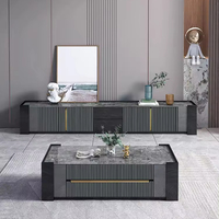 Meubles modernes en MDF en promotion : Ensemble meuble TV et table basse en marbre pour salon, design élégant et abordable