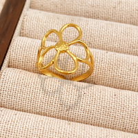Cincin Wanita YWXS Baru 18K PVD Stainless Steel Fashion Klasik Mewah Ringan High-end Motif Bunga Tetesan Minyak Tahan Air Grosir