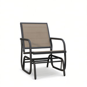 Silla Glider de Jardín en Acero Marrón y Material Textilene para Uso en Exteriores, Diseño Contemporáneo, Muebles Duraderos - Product Image 1