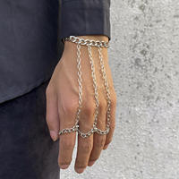 Punk Gothique Bracelet et Bague Ensemble pour Hommes Hip Hop Chaîne Bracelet En Acier Inoxydable Personnalisable Edgy Street Style Bijoux