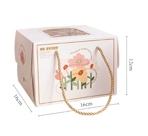 Wholesale Packing Custom Print 10 Inch Cardboard Paper Cake Box with handle