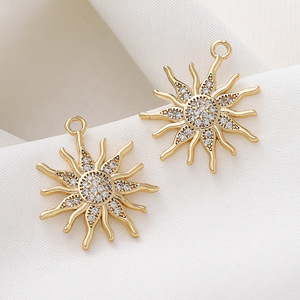 Sun Pendant 18K Gold Plated <b>Copper</b> Star Shape DIY Jewelry Findings For <b>Bracelet</b> Making - Product Image 1