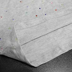 Ensembles de vêtements pour garçons, gris chiné, sweat-shirt à manches courtes avec strass en cristal 3D, short à taille élastique, décontracté, été, 2 pièces - Product Image 4