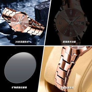 Fingeen Women's Quartz Watch Rose Gold Stainless Steel Band Waterproof Date Week Display Analog Thin Bracelet Watch - Product Image 4