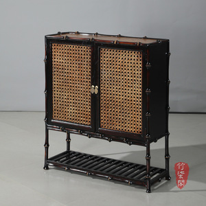 Bamboo Entryway Cabinet Lacquered Bamboo 2 Door Chinese Style Living Room Storage Cabinet - Product Image 4