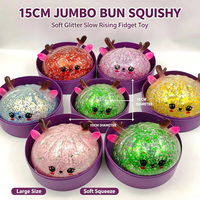 Jouet sensoriel anti-stress en TPR souple, renne de Noël scintillant, forme boulette vapeur, 15 cm, à remontée lente
