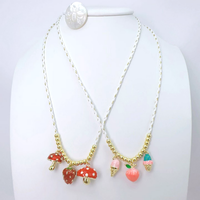 Collier tendance CH-HDN2114 plaqué or avec pendentif fraise/pastèque/citron, collier en corde fait main, collier à breloques plaqué or