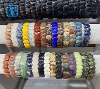Bracelet extensible en pierre de cristal de guérison artisanale, améthyste, aventurine verte, œil de tigre, 14*10 mm, ovale plat, facetté