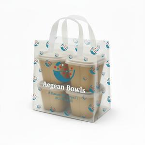 Plastique PE-HD Vente en gros Poignée personnalisée Soft You Impression personnalisée Personnalisable Sac à provisions de luxe à bas quantité minimale de commande givré avec logo - Product Image 1