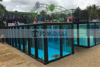 Taille personnalisée, portable, mobile, piscine extérieure en verre visible au sol, piscine en verre acrylique, piscine avec escalier