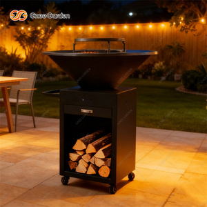 Parrilla de Carbón de Hierro Fundido Moderna Gnee Garden con Carro de Almacenamiento de Leña, Acabado Mate, Chimenea para Exteriores - Product Image 4