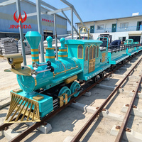 Train touristique sur rail extérieur avec structure solide en fibre de verre et en métal, conception de carrosserie modulaire personnalisée