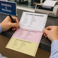 Formulari Commerciali A4 Perforati a Tre Voci per Facile Separazione, Carta NCR Resistente per Immagini, 100% Polpa di Legno Vergine, Carta Patinata