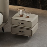 Table de chevet moderne italienne en bois, luxe léger, haut de gamme, rotative, avec 2 tiroirs, pour chambre d'appartement