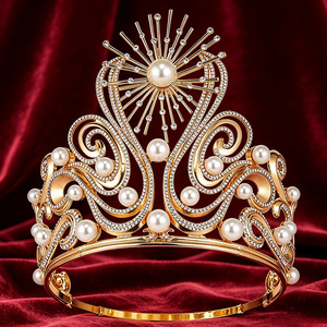 Corona de cristal multicolor con pedrería grande para desfile, tiara para boda, accesorio nupcial para la cabeza - Product Image 1