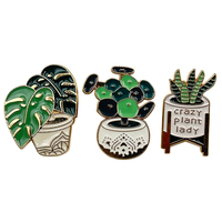 OEM/ODM insigne métallique de plante succulente en pot de dessin animé épinglettes design personnalisé pour souvenir de jardin botanique traditionnel