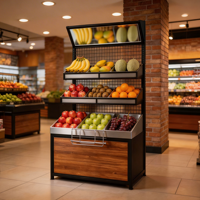 Groentenrek met spiegel en 3-laags demontabel systeem, ideaal voor de presentatie van supermarktproducten