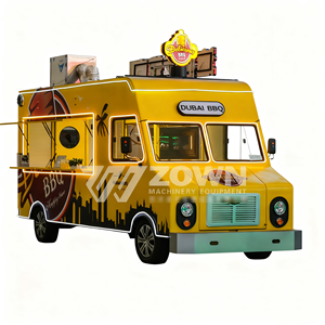 Custom Printed Vintage Bus Food Truck LED Light Mobile <b>BBQ</b> Beef Catering Vending Cart For Mall - Product Image 1