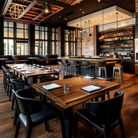 Ron Group Factory Direct Hotel Restaurant Vierkante Houten Tafel Lederen Stoelenset Barkrukken Gebogen Booth Zitmeubilair