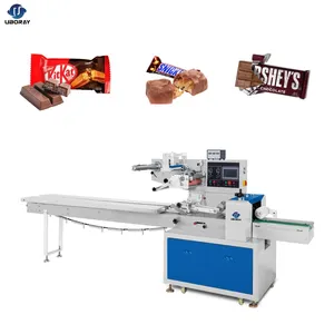 ماكينة تعبئة أوتوماتيكية عالية السرعة تدفق وجبة خفيفة الطاقة الشوكولاته الحلوى muesli بار حزمة آلة التعبئة