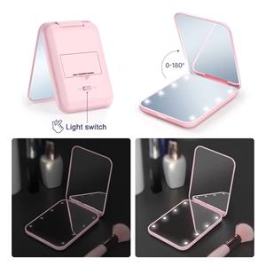 Miroir compact portable pliable en métal doré avec grossissement, idéal pour le maquillage, petit format, idéal pour les voyages, prix bas, approvisionnement mixte - Product Image 2