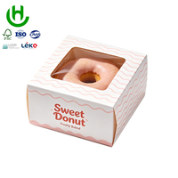 Boîte à donuts personnalisée Hong Chang avec fenêtre, en papier kraft de qualité alimentaire, écologique, recyclable, emballage de boulangerie auto-adhésif et portable