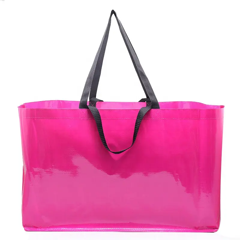 Yeni toptan renkli baskı polipropilen dokuma saklama çantası büyük kullanımlık bakkal sepet alışveriş çantası