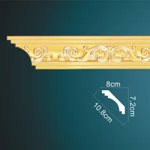 Thiết kế mới nội thất/Vàng tùy chỉnh cornice nhựa đúc Polyurethane khắc góc mouldings trang trí trong nhà mouldings