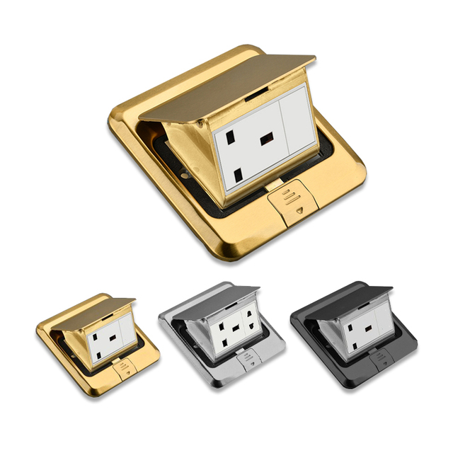 UK Standard 13A Floor Waterproof Socket,British Kitchen Bedroom Indoor Waterproof Outlet Hidden Computer Stainless Steel Plug