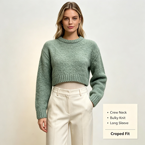 Maglione da Donna <span class=keywords><strong>Jenna</strong></span> OEM & ODM Personalizzato Colore Giallo Collo a R Manica Lunga Vestibilità Ampia Alta Qualità Casual Vendita all'Ingrosso - Product Image 3