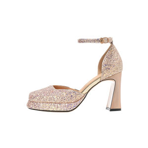 Y9678 Peep Toe Ankle Strap <b>Block</b> <b>Heel</b> Bridal Pumps High <b>Heel</b> Wedding Shoes Glitter <b>Platform</b> Women's Formal Shoes - Product Image 4
