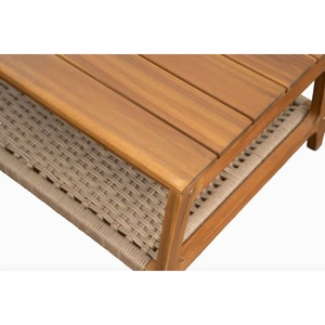 Ensemble de canapés d'extérieur en corde tressée ronde résistante aux UV, respirant, en bois d'acacia moderne, avec coussins, pour hôtel, resort, patio. - Product Image 3