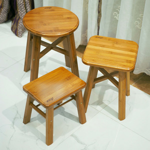 <b>Bamboo</b> <b>Stool</b> Round And Square 24Cm High For Home Children Adults Elderly With Environmentally Friendly Varnish - Product Image 1