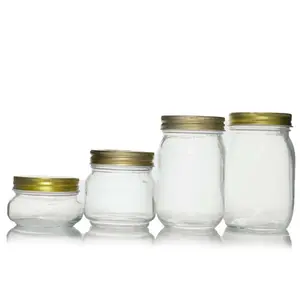 Regular Mouth 500ml /16oz For Food Honey Jar Candy With Gold Metal Lid Mason Jar Glass